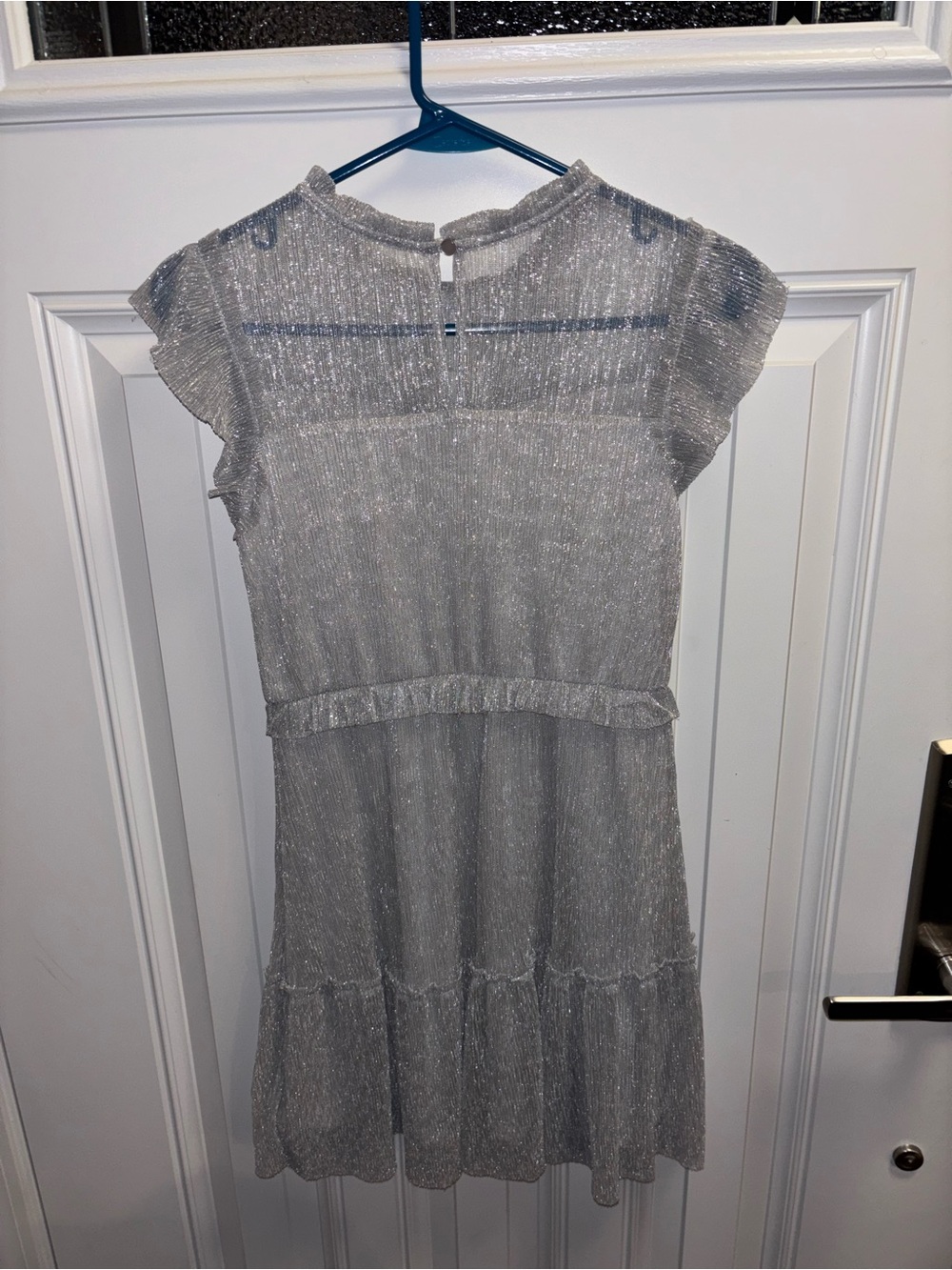 Zunie Shimmer Silver Tiered Ruffle Dress